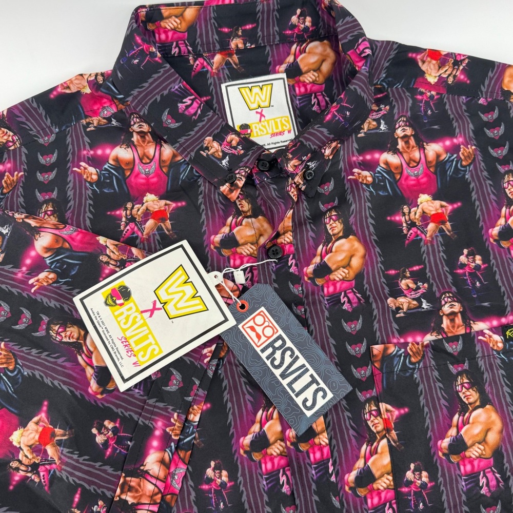 RSVLTS x WWE Bret Hart Kunuflex Shirt Mens 3XL NWT Series VI Pink Black